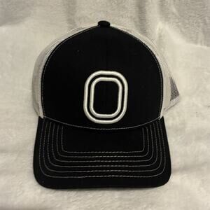 Overtime Trucker Hat Black White Adjustable Mesh Back 3D Embroidery Logo